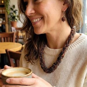 New Gerold Miller Earthy & Iridescent Chunky Beaded Necklace Set